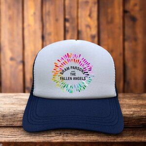 Gram Parsons And The Fallen Angels Mens Trucker Hat Navy Americana Folk Rock